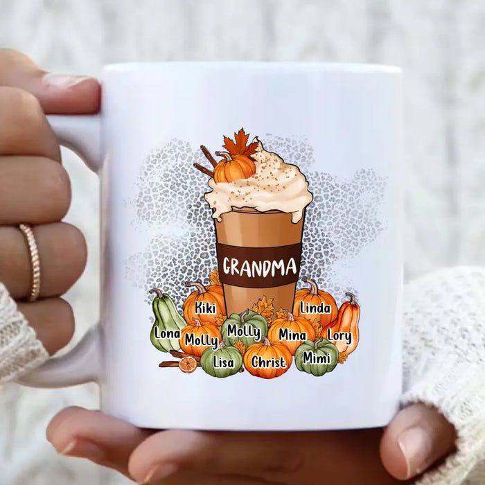 Personalized Grandma Mom Coffee Mug - Gift Idea for Grandma/Halloween - Upto 10 Children