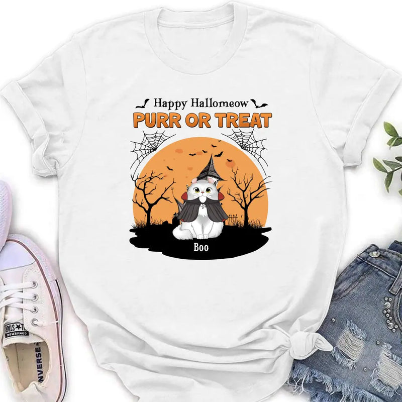 Personalized Meowloween Shirt/Hoodie - Up to 6 Cats - Halloween Gift Idea for Cat Lovers - Happy Hallomeow