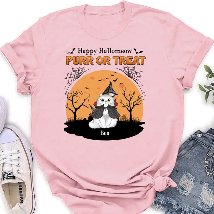 Custom Personalized Meowloween Shirt/Hoodie - Up to 6 Cats - Halloween Gift Idea for Cat Lovers - Happy Hallomeow