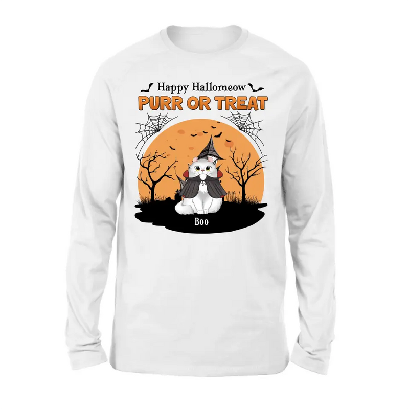 Personalized Meowloween Shirt/Hoodie - Up to 6 Cats - Halloween Gift Idea for Cat Lovers - Happy Hallomeow