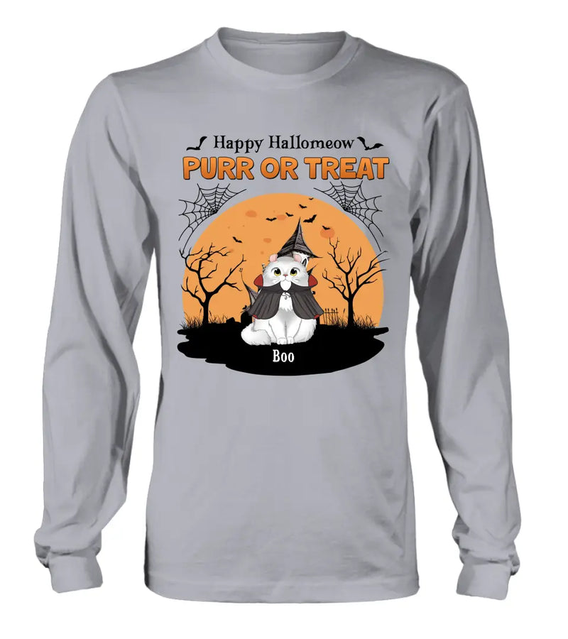 Personalized Meowloween Shirt/Hoodie - Up to 6 Cats - Halloween Gift Idea for Cat Lovers - Happy Hallomeow