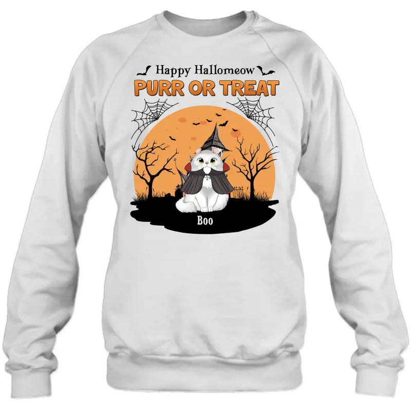 Personalized Meowloween Shirt/Hoodie - Up to 6 Cats - Halloween Gift Idea for Cat Lovers - Happy Hallomeow