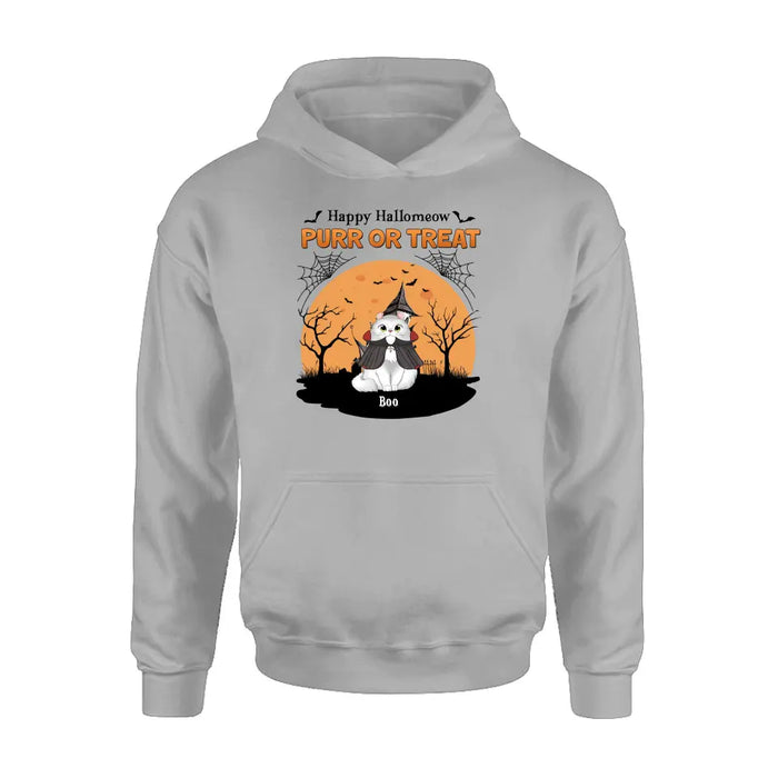 Custom Personalized Meowloween Shirt/Hoodie - Up to 6 Cats - Halloween Gift Idea for Cat Lovers - Happy Hallomeow