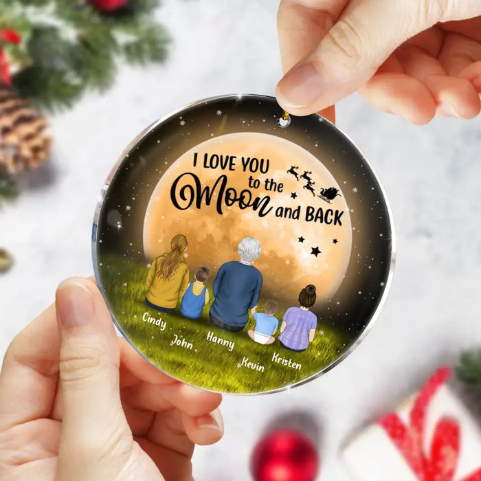 Personalized Grandma Circle Acrylic Ornament - Gift Idea For Grandma - Up to 4 Grandkids - I Love You To The Moon & Back