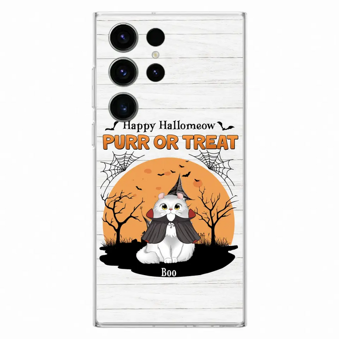 Custom Personalized Meowloween Phone Case - Up to 6 Cats - Halloween Gift Idea for Cat Lovers - Happy Hallomeow - Case for iPhone/Samsung