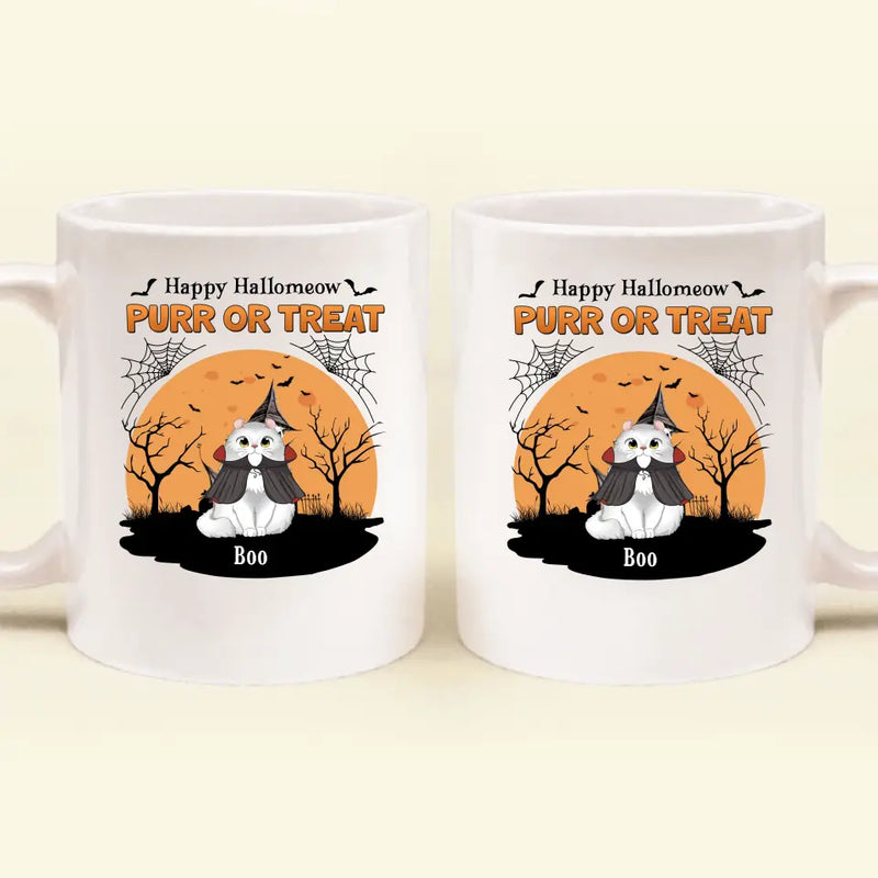 Personalized Meowloween Coffee Mug - Up to 6 Cats - Halloween Gift Idea for Cat Lovers - Happy Hallomeow
