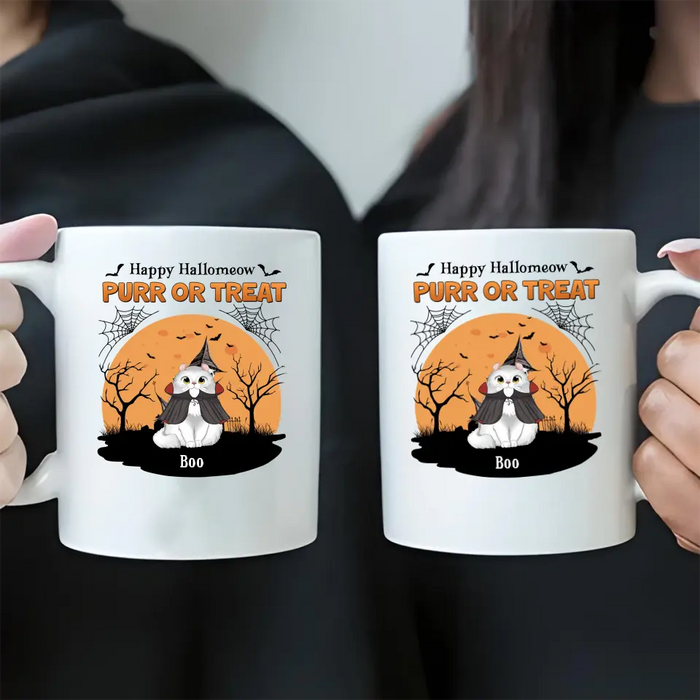 Custom Personalized Meowloween Coffee Mug - Up to 6 Cats - Halloween Gift Idea for Cat Lovers - Happy Hallomeow