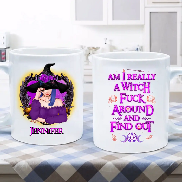 Custom Personalized Witch Coffee Mug - Halloween Gift Idea - Am I Really A Witch