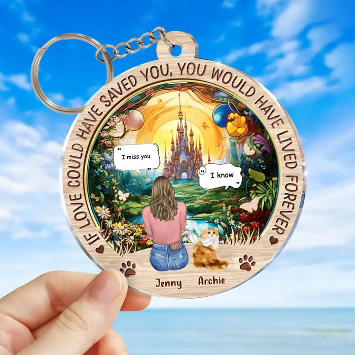 Custom Personalized Memorial Cat Acrylic Keychain - Memorial Gift Idea For Dog/Cat/Rabbit Lover - If Love Could Have Saved You You Would Have Lived Forever