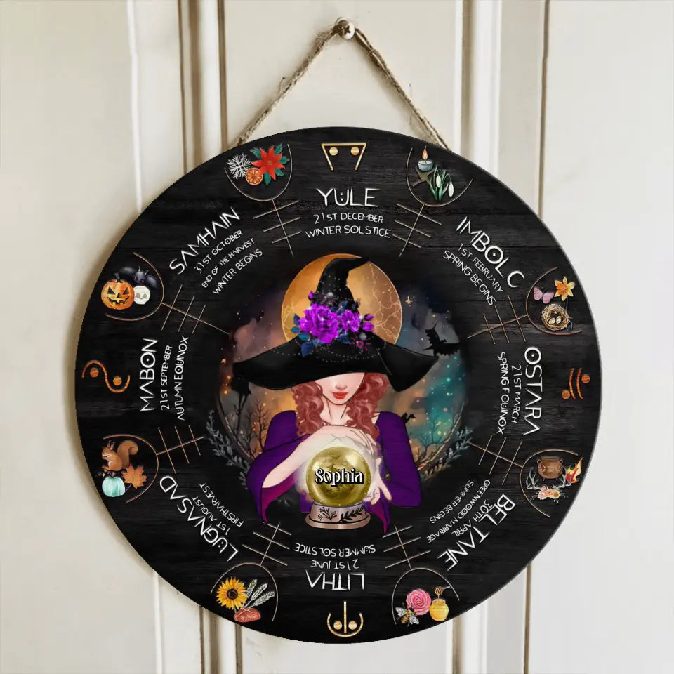 Custom Personalized Witch Wooden Sign - Gift Idea For Halloween/Wicca Decor/Pagan Decor main image 1