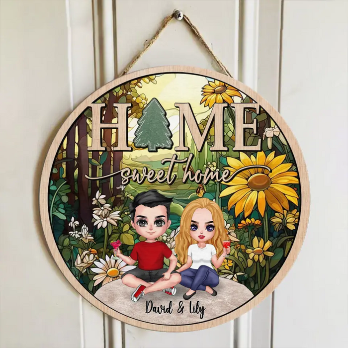 Custom Personalized Couple Wooden Sign - Gift For Couple - Gift To Him/ Her - Anniversary Gift - Home Sweet Home