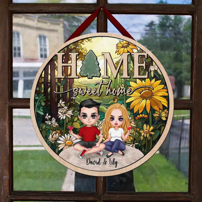 Custom Personalized Couple Wooden Sign - Gift For Couple - Gift To Him/ Her - Anniversary Gift - Home Sweet Home