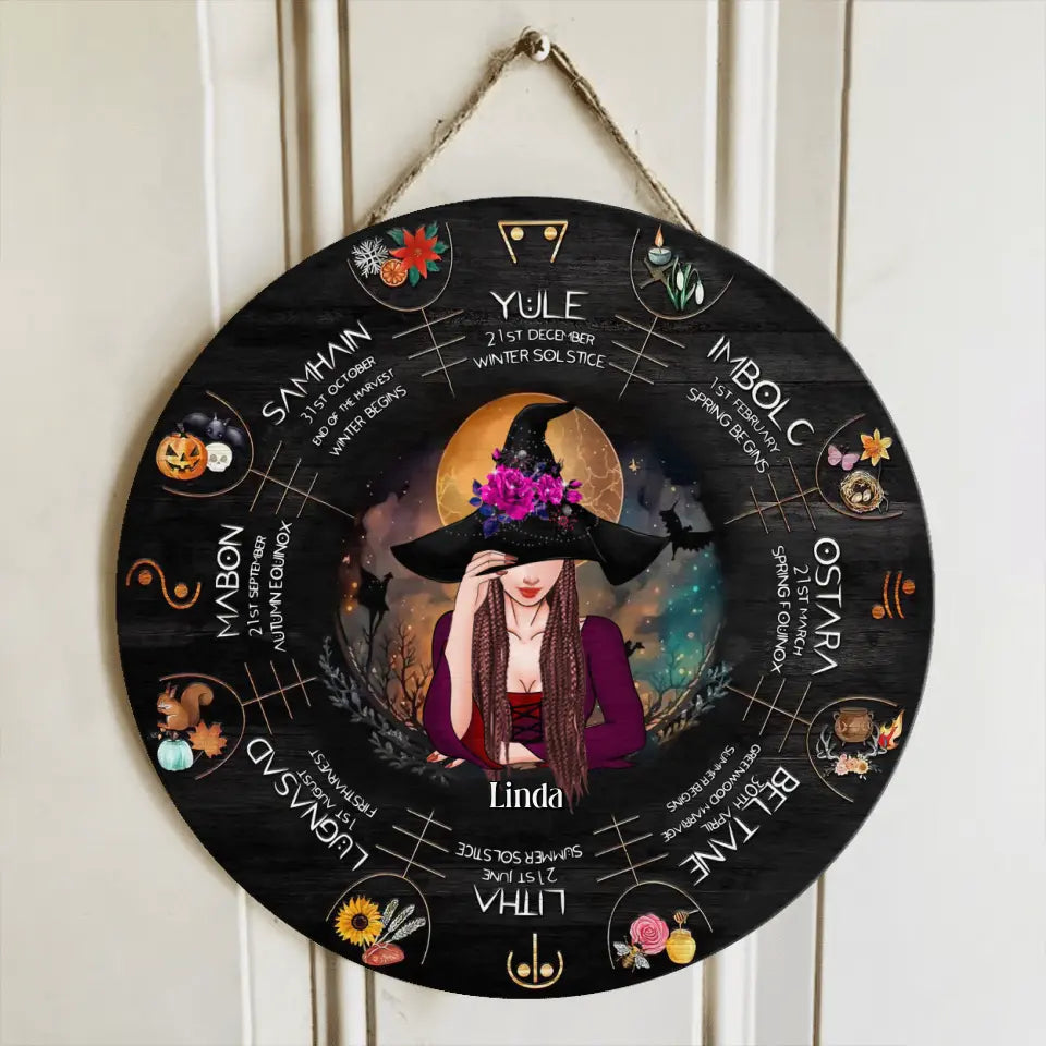 Personalized Witch Wooden Sign - Up to 6 Cats/Dogs - Halloween Gift Idea for Dog/Cat Lovers - Home Of A Happy Little Witch & Her Monster main image 0