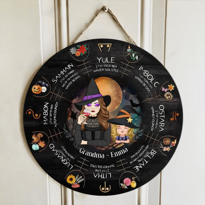 Custom Personalized Grandma Witch Wooden Sign - Upto 4 Kids - Halloween Gift Idea for Grandma from Grandkids