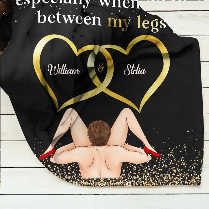 Personalized Couple Quilt/Fleece Throw Blanket - Gift Idea For Him/Her - I Love Your Face Especially When It's In Between My Legs