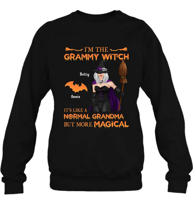 I'm The Grammy Witch It's Like A Normal Grandma But More Magical - Personalized Witch Unisex T-shirt/ Long Sleeve/ Sweatshirt/ Hoodie - Gift Idea For Halloween/ Witch/ Grandma with up to 5 Kids