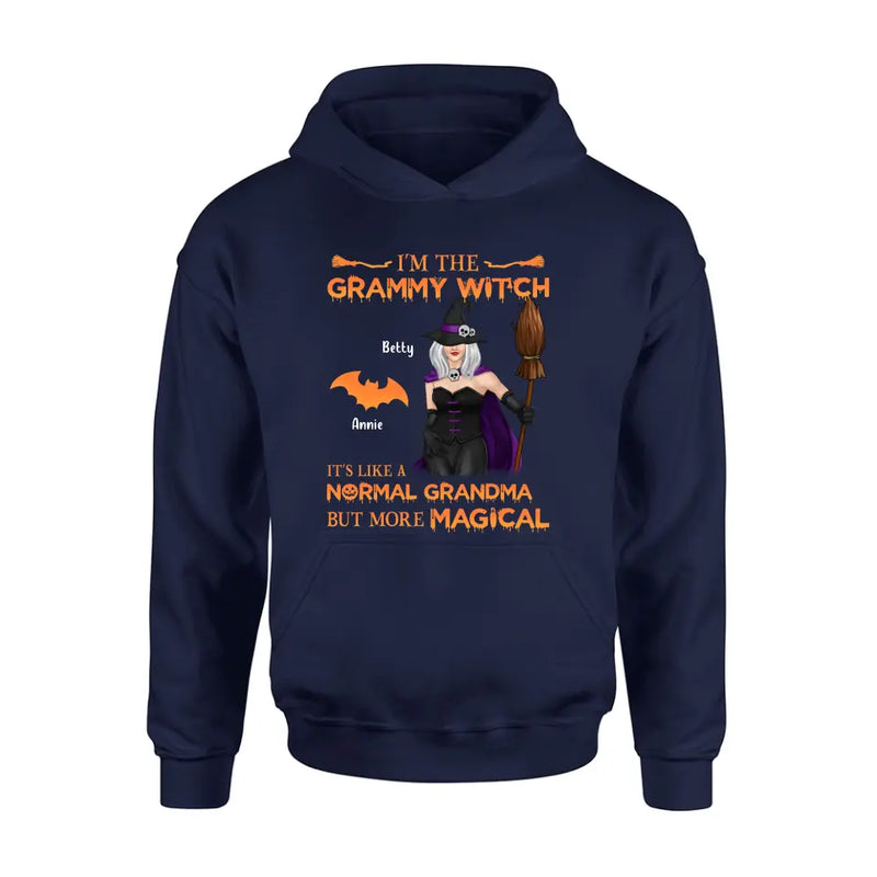 I'm The Grammy Witch It's Like A Normal Grandma But More Magical - Personalized Witch Unisex T-shirt/ Long Sleeve/ Sweatshirt/ Hoodie - Gift Idea For Halloween/ Witch/ Grandma with up to 5 Kids