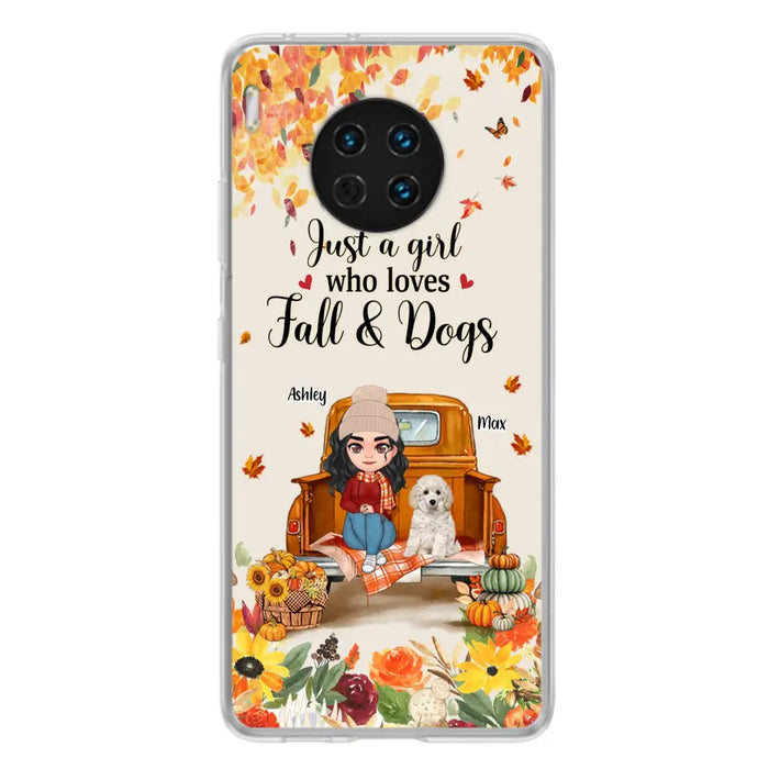 Custom Personalized Dog Mom Autumn Phone Case - Gift Idea For Dog Lovers - Upto 5 Dogs - Case For Xiaomi/ Oppo/ Huawei - Just A Girl Who Loves Fall & Dogs