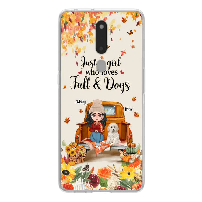 Custom Personalized Dog Mom Autumn Phone Case - Gift Idea For Dog Lovers - Upto 5 Dogs - Case For Xiaomi/ Oppo/ Huawei - Just A Girl Who Loves Fall & Dogs