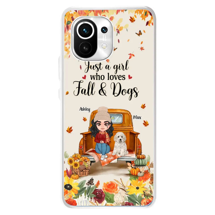 Custom Personalized Dog Mom Autumn Phone Case - Gift Idea For Dog Lovers - Upto 5 Dogs - Case For Xiaomi/ Oppo/ Huawei - Just A Girl Who Loves Fall & Dogs