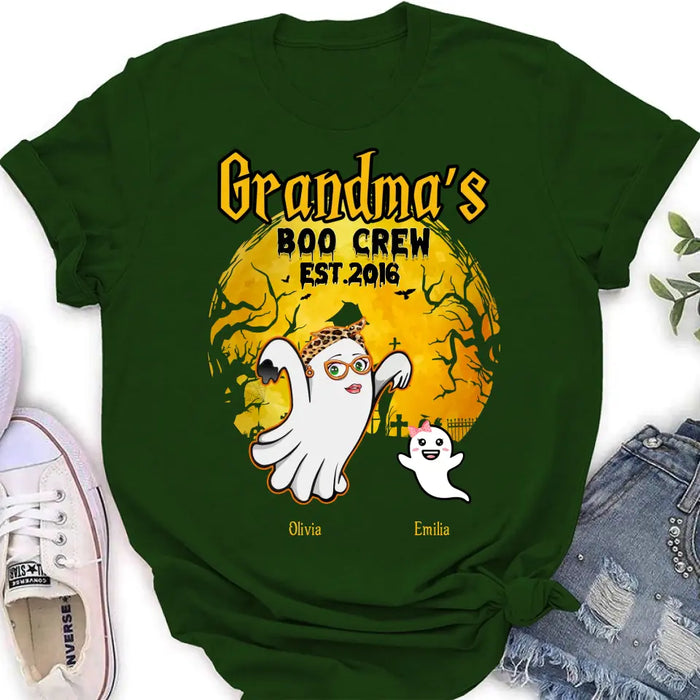 Custom Personalized Grandma Shirt/Hoodie - Halloween Gift For Grandma - Upto 7 Kids - Grandma's Boo Crew