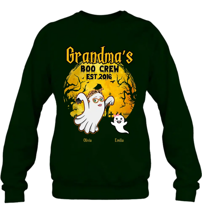 Custom Personalized Grandma Shirt/Hoodie - Halloween Gift For Grandma - Upto 7 Kids - Grandma's Boo Crew