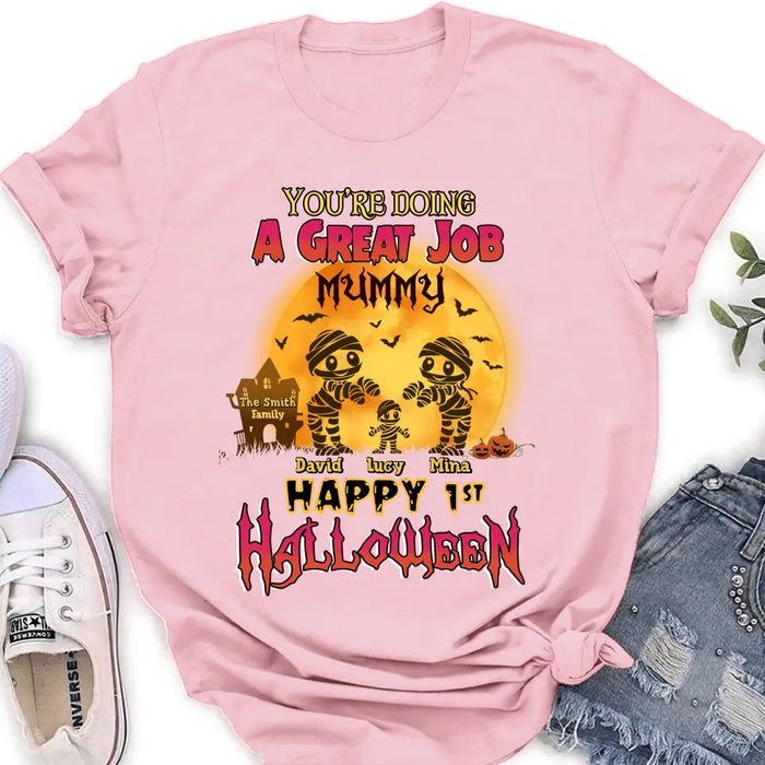 Personalized 1st Halloween Shirt/Baby Onesie - Gift Idea For Halloween/Family -You're Doing A Great Job Mummy Happy 1st Halloween