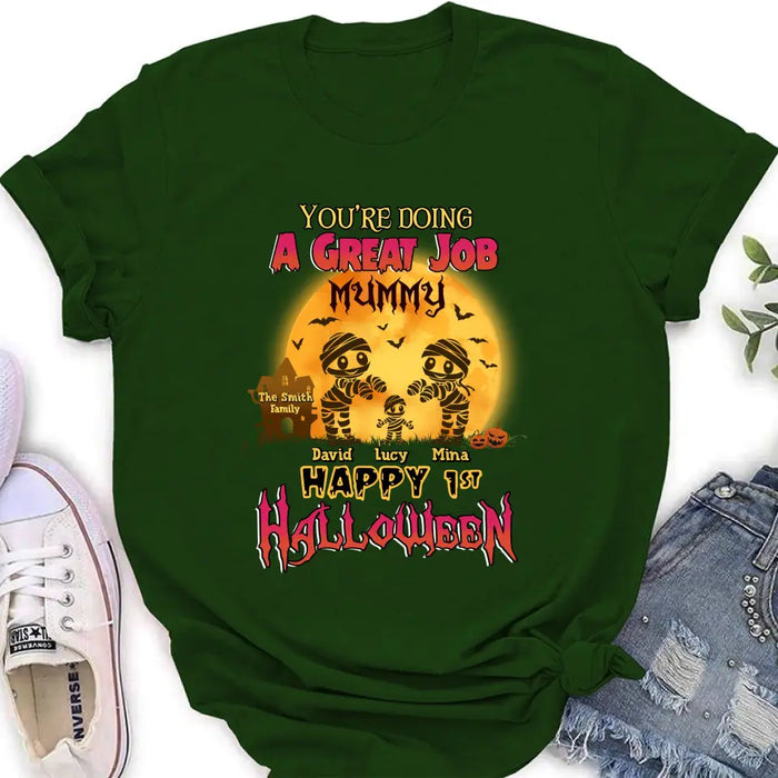 Personalized 1st Halloween Shirt/Baby Onesie - Gift Idea For Halloween/Family -You're Doing A Great Job Mummy Happy 1st Halloween