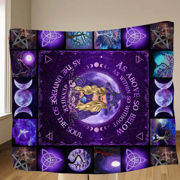 Personalized Witch Quilt/Single Layer Fleece Blanket - Halloween Gift Idea For Witch Lovers - As Above So Below As Within So Without