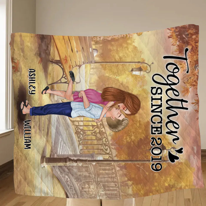 Personalized Couple Fleece Throw Blanket/Quilt - Wedding/Anniversary Gift Idea for Couple - Together Since 2019