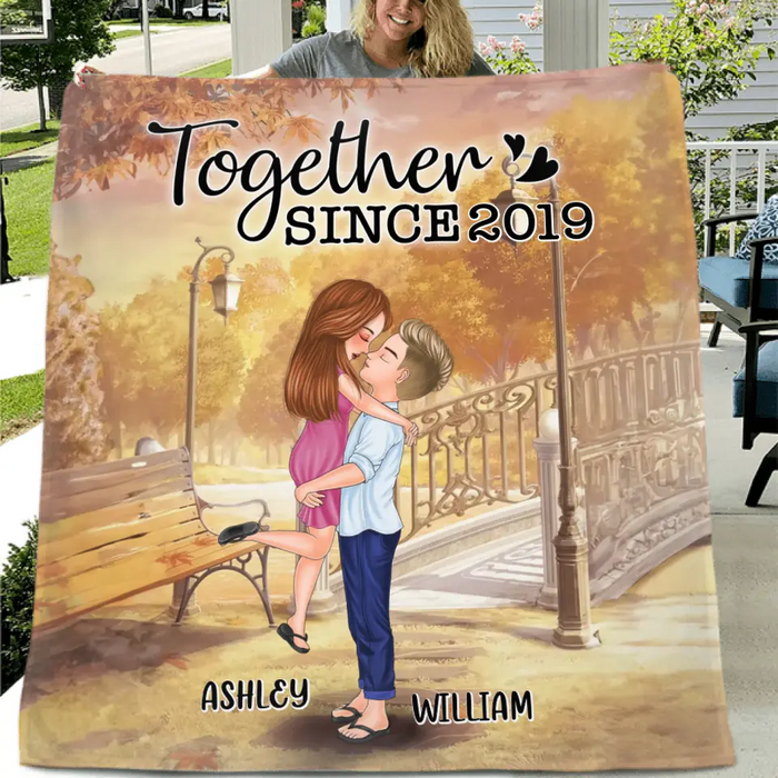Personalized Couple Fleece Throw Blanket/Quilt - Wedding/Anniversary Gift Idea for Couple - Together Since 2019
