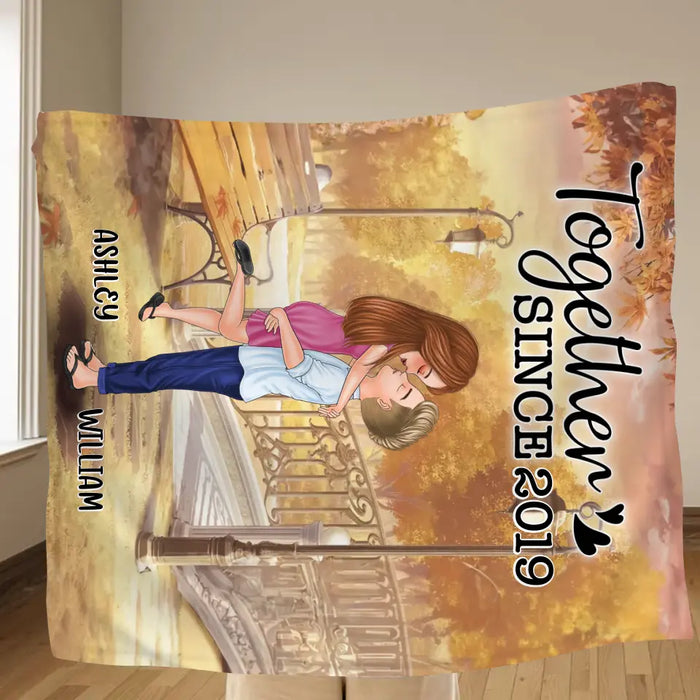 Personalized Couple Fleece Throw Blanket/Quilt - Wedding/Anniversary Gift Idea for Couple - Together Since 2019