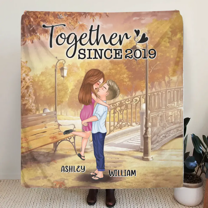 Personalized Couple Fleece Throw Blanket/Quilt - Wedding/Anniversary Gift Idea for Couple - Together Since 2019