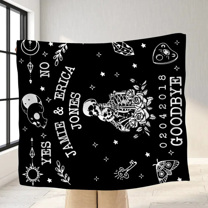 Personalized Couple Ouija Board Quilt/Single Layer Fleece Blanket - Memorial Gift Idea For Halloween - Goodbye