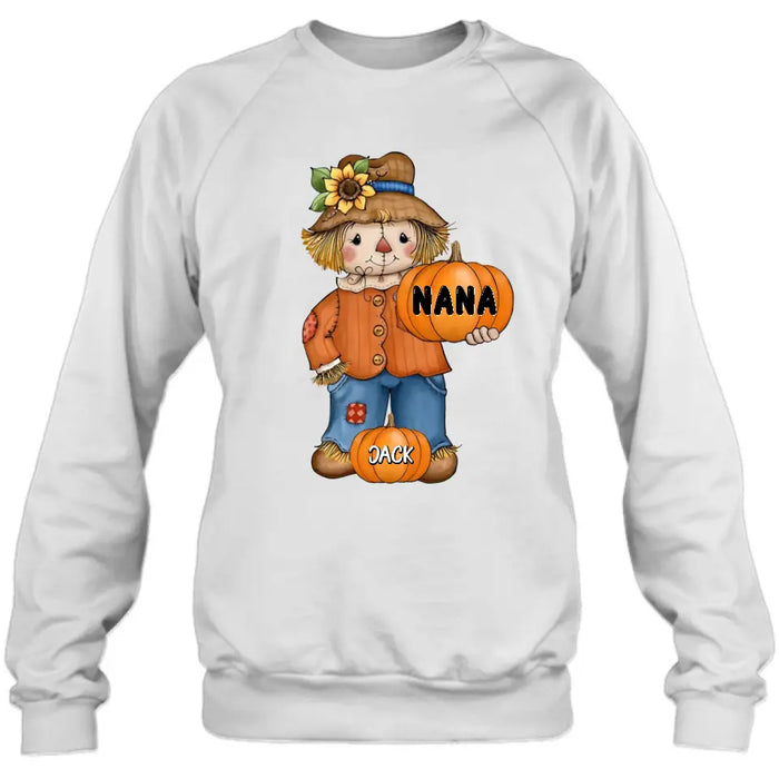 Custom Personalized Scrarecrow Shirt/Hoodie - Upto 10 Kids - Halloween Gift for Grandma/Mom