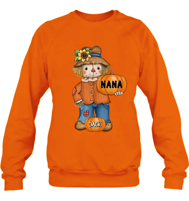 Custom Personalized Scrarecrow Shirt/Hoodie - Upto 10 Kids - Halloween Gift for Grandma/Mom