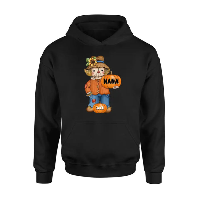 Custom Personalized Scrarecrow Shirt/Hoodie - Upto 10 Kids - Halloween Gift for Grandma/Mom