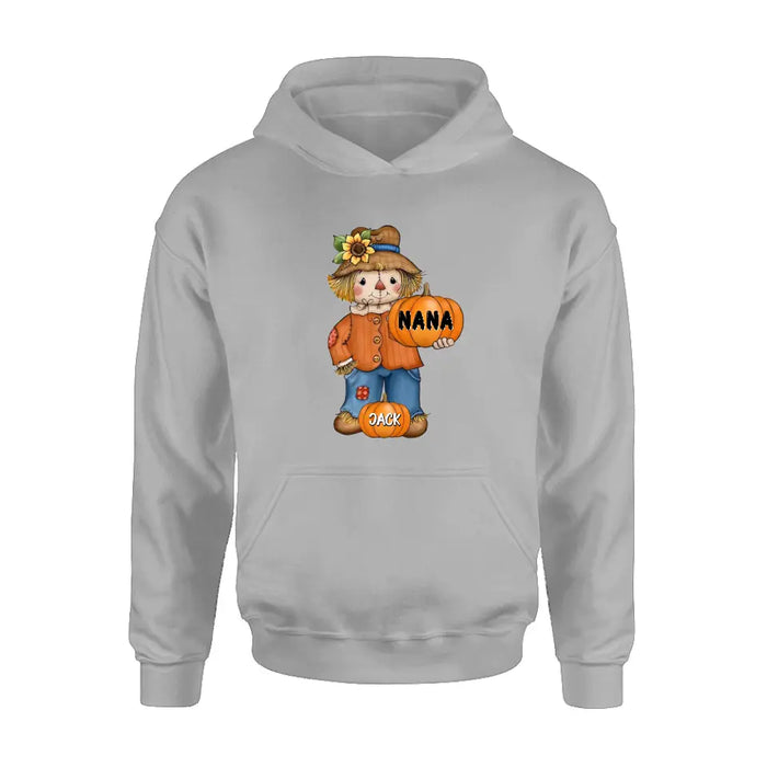 Custom Personalized Scrarecrow Shirt/Hoodie - Upto 10 Kids - Halloween Gift for Grandma/Mom