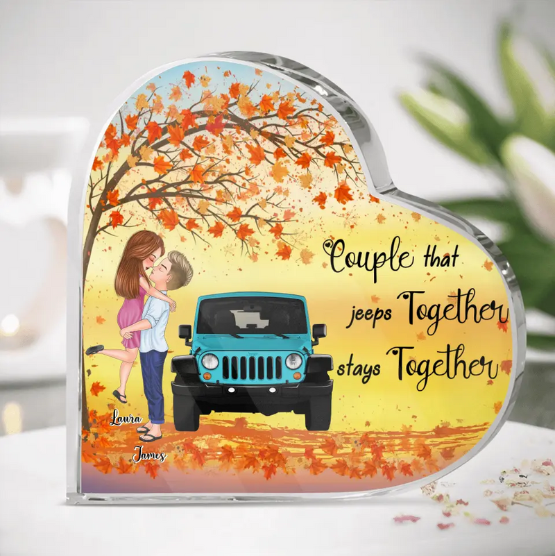 Personalized Couple Acrylic Plaque - Gift Idea For Couple Off-road Lovers - Couple That Jeeps Together Stays Together