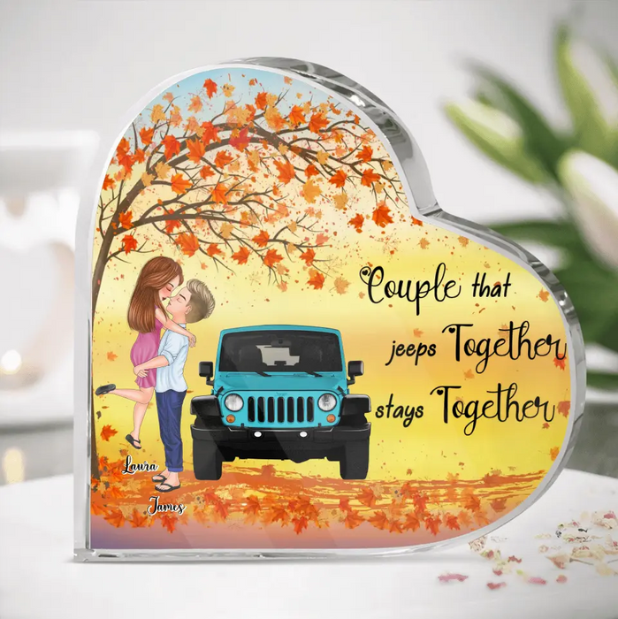 Couple That Jeeps Together Stays Together - Personalized Couple Crystal Heart - Gift Idea For Couple/ Her/ Him/ Off-road Lovers