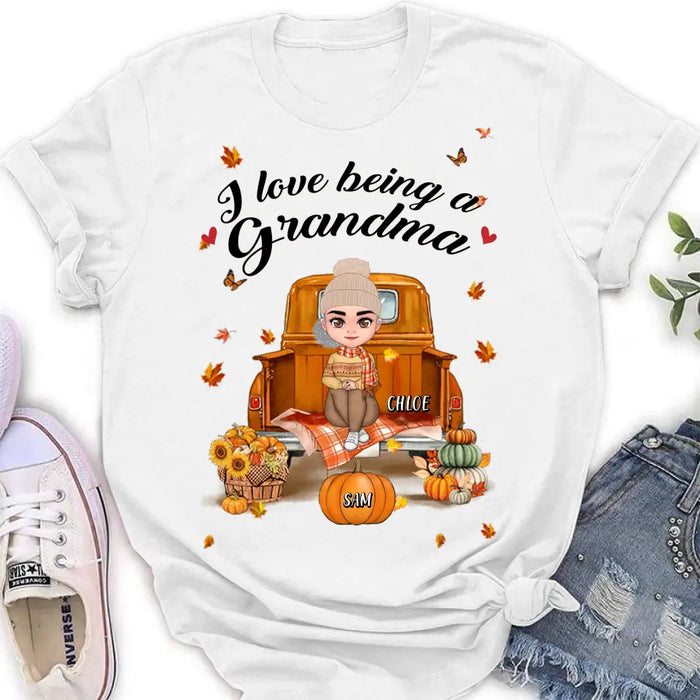 Personalized Grandma Autumn Hoodie/T-shirt - Gift Idea For Grandma - Up to 10 Kids - I Love Being A Grandma