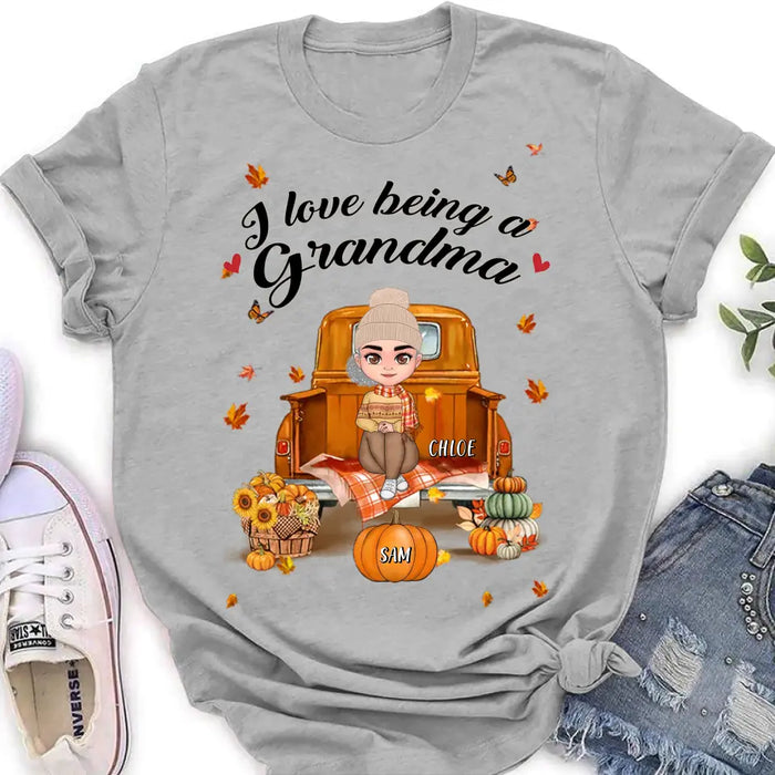 Personalized Grandma Autumn Hoodie/T-shirt - Gift Idea For Grandma - Up to 10 Kids - I Love Being A Grandma