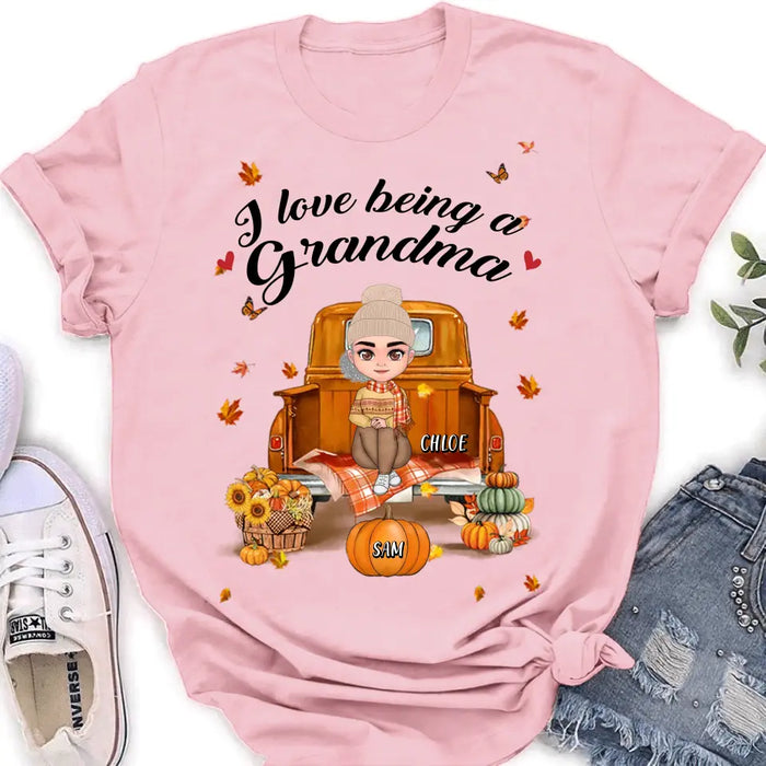 Personalized Grandma Autumn Hoodie/T-shirt - Gift Idea For Grandma - Up to 10 Kids - I Love Being A Grandma
