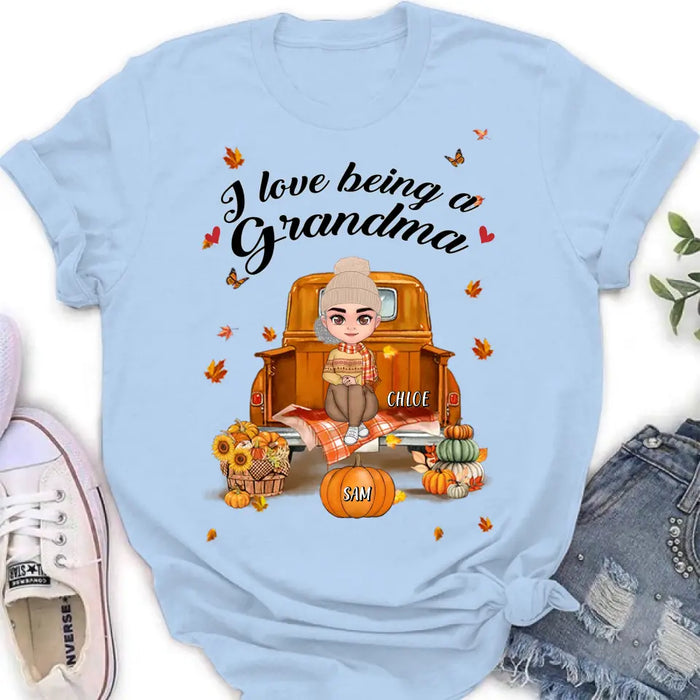 Personalized Grandma Autumn Hoodie/T-shirt - Gift Idea For Grandma - Up to 10 Kids - I Love Being A Grandma
