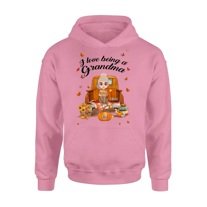 Personalized Grandma Autumn Hoodie/T-shirt - Gift Idea For Grandma - Up to 10 Kids - I Love Being A Grandma