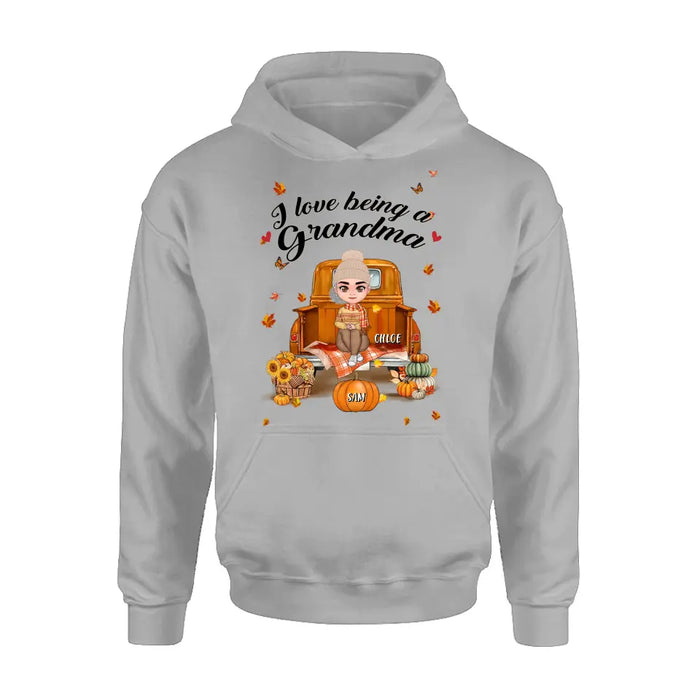 Personalized Grandma Autumn Hoodie/T-shirt - Gift Idea For Grandma - Up to 10 Kids - I Love Being A Grandma