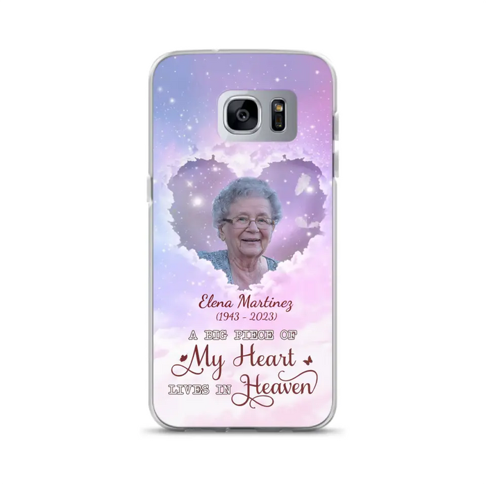 Custom Personalized Memorial Photo Phone Case - Memorial Gift For Family Member - Upload Photo - Case For iPhone/Samsung - A Big Piece Of My Heart Lives In Heaven