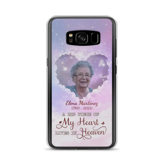 Custom Personalized Memorial Photo Phone Case - Memorial Gift For Family Member - Upload Photo - Case For iPhone/Samsung - A Big Piece Of My Heart Lives In Heaven