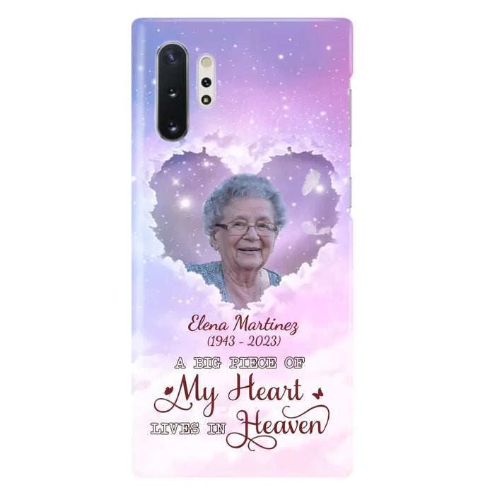 Custom Personalized Memorial Photo Phone Case - Memorial Gift For Family Member - Upload Photo - Case For iPhone/Samsung - A Big Piece Of My Heart Lives In Heaven