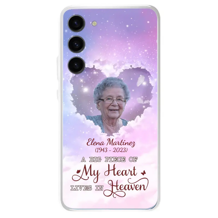 Custom Personalized Memorial Photo Phone Case - Memorial Gift For Family Member - Upload Photo - Case For iPhone/Samsung - A Big Piece Of My Heart Lives In Heaven